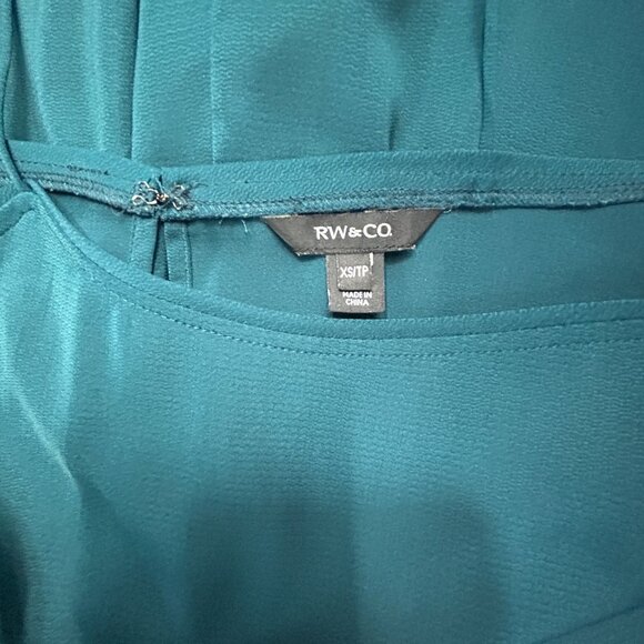 RW&CO Chic Teal Satin One-Piece Jumpsuit - X-Small XS - Picture 9 of 11